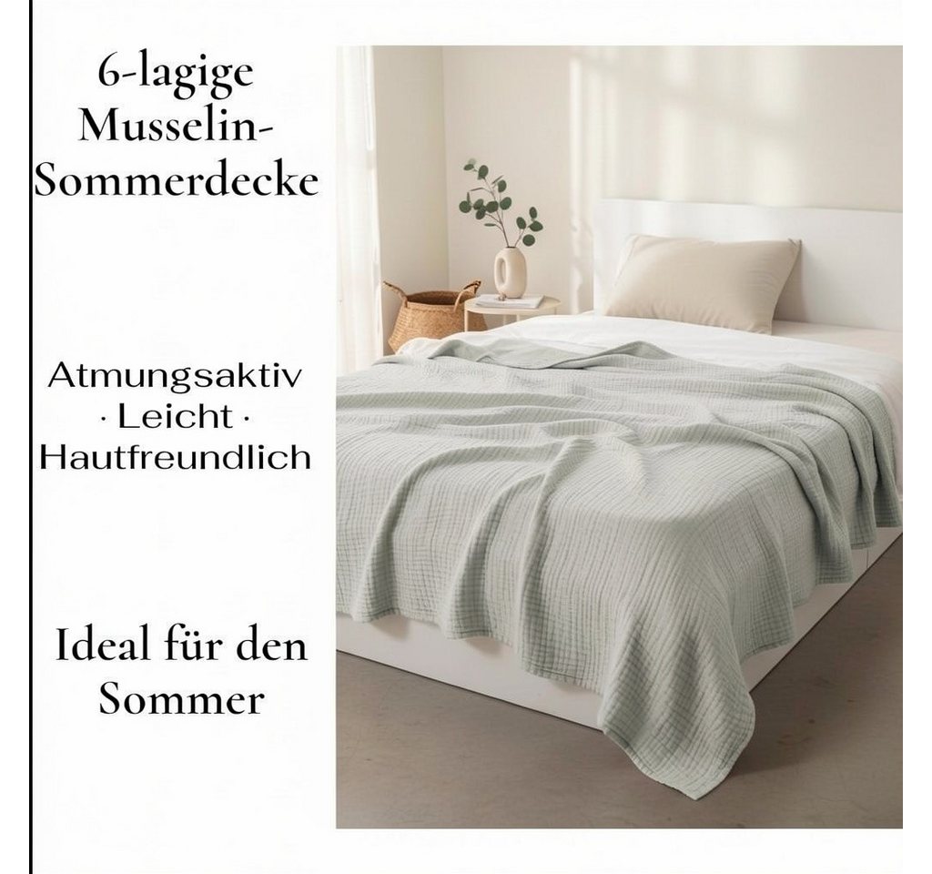 Wohndecke Musselin Decke Sofadecke, JASLIFE, Baumwolldecke,100% Baumwolle – Bild 4 von 5