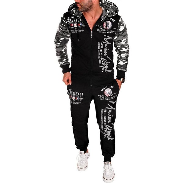Jaylvis Jogginganzug Herren Trainingsanzug Freizeitanzug Sportanzug Streetwear Fitness, Jacke mit Kapuze
