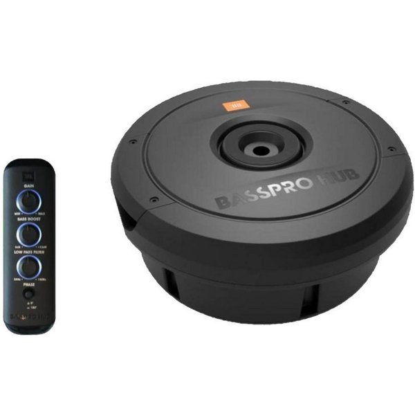 JBL BassPro Hub Reserverad-Subwoofer AKTIV Gehäuse 28cm mit Fernbedienung Auto-Subwoofer (200 W, max.: W 30 cm)