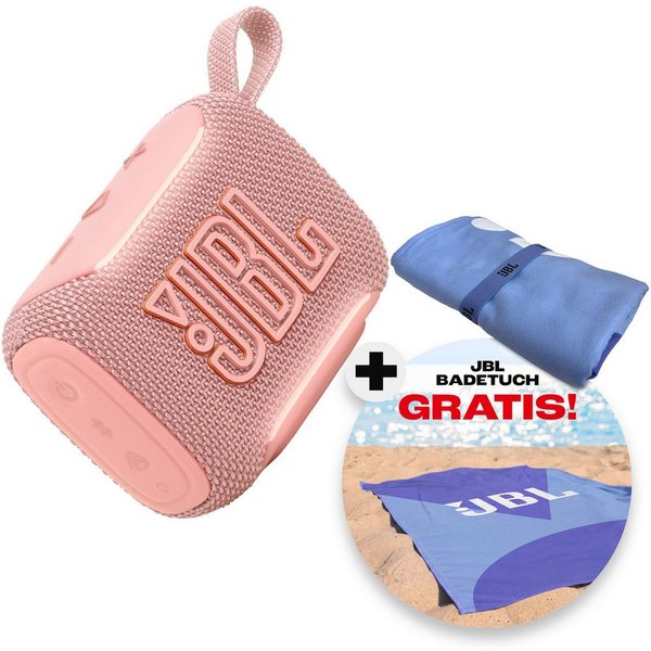 JBL Set: GO 5 + Strandtuch Bluetooth-Lautsprecher (A2DP Bluetooth, Bluetooth, AVRCP Bluetooth, 4,8 W, Kompakter, wasserdichter und stoßfester Lautsprecher mit S