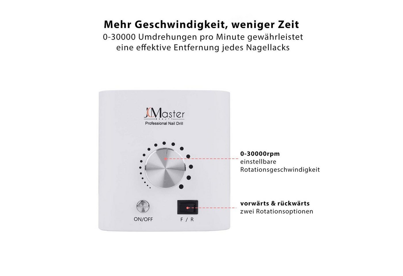 JCMaster Maniküre-Pediküre-Set, Nagelfräser 30000RPM inkl.6 Bits & Fußpedal – Bild 2 von 5