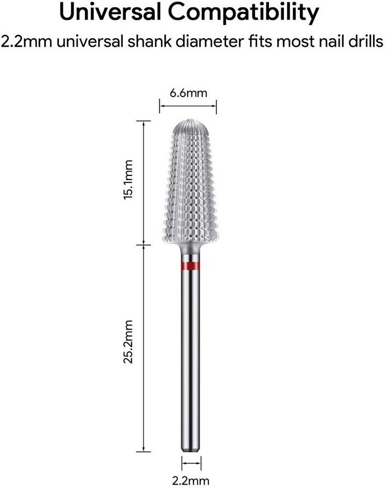 JCMaster Maniküre-Pediküre-Set, Nagelfräser Hartmetall Aufsatz Bit 2,35mm – Bild 2 von 5