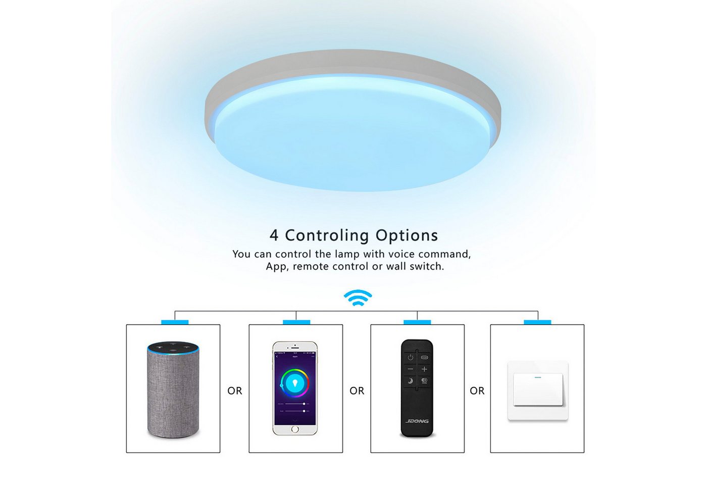 JDONG Deckenleuchte LED 30/40/50CM, RGB Deckenleuchte Rund 3000K-6500K, Led Deckenleuchte dimmbar, Kompatibel mit Alexa, APP-Steuerung, Google Assistant, Fernbe – Bild 4 von 5