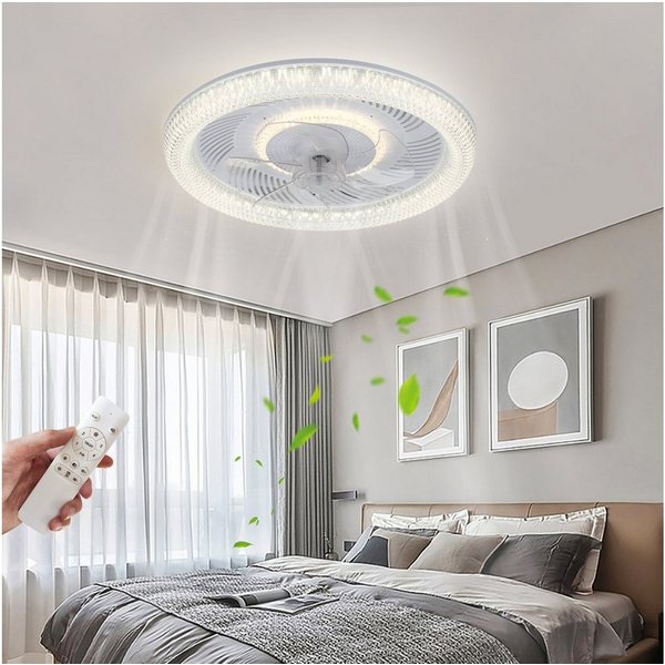 JDONG Deckenventilator mit Beleuchtung und Timer 54W Leise Deckenleuchte Ventilator Dimmbar, Einstellbare Windgeschwindigkeit für Wohnzimmer Esszimmer Schlafzim