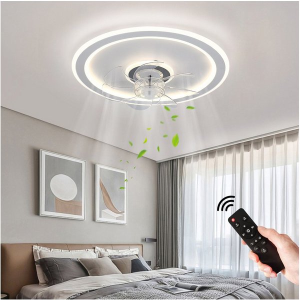 JDONG Deckenventilator mit Beleuchtung und Timer 54W Leise Deckenleuchte Ventilator Dimmbar, Einstellbare Windgeschwindigkeit für Wohnzimmer Esszimmer Schlafzim