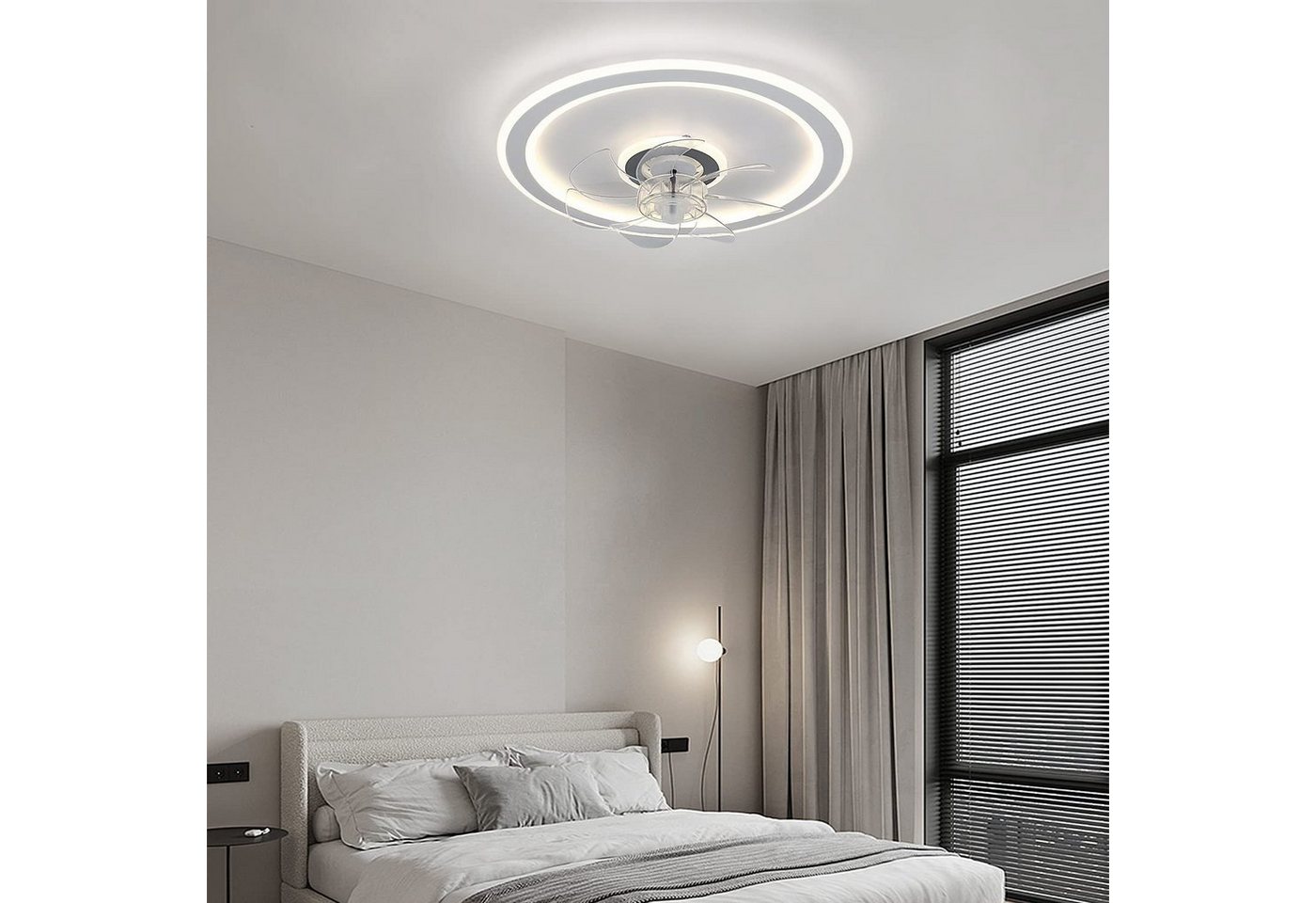 JDONG Deckenventilator mit Beleuchtung und Timer 54W Leise Deckenleuchte Ventilator Dimmbar, Einstellbare Windgeschwindigkeit für Wohnzimmer Esszimmer Schlafzim – Bild 4 von 5
