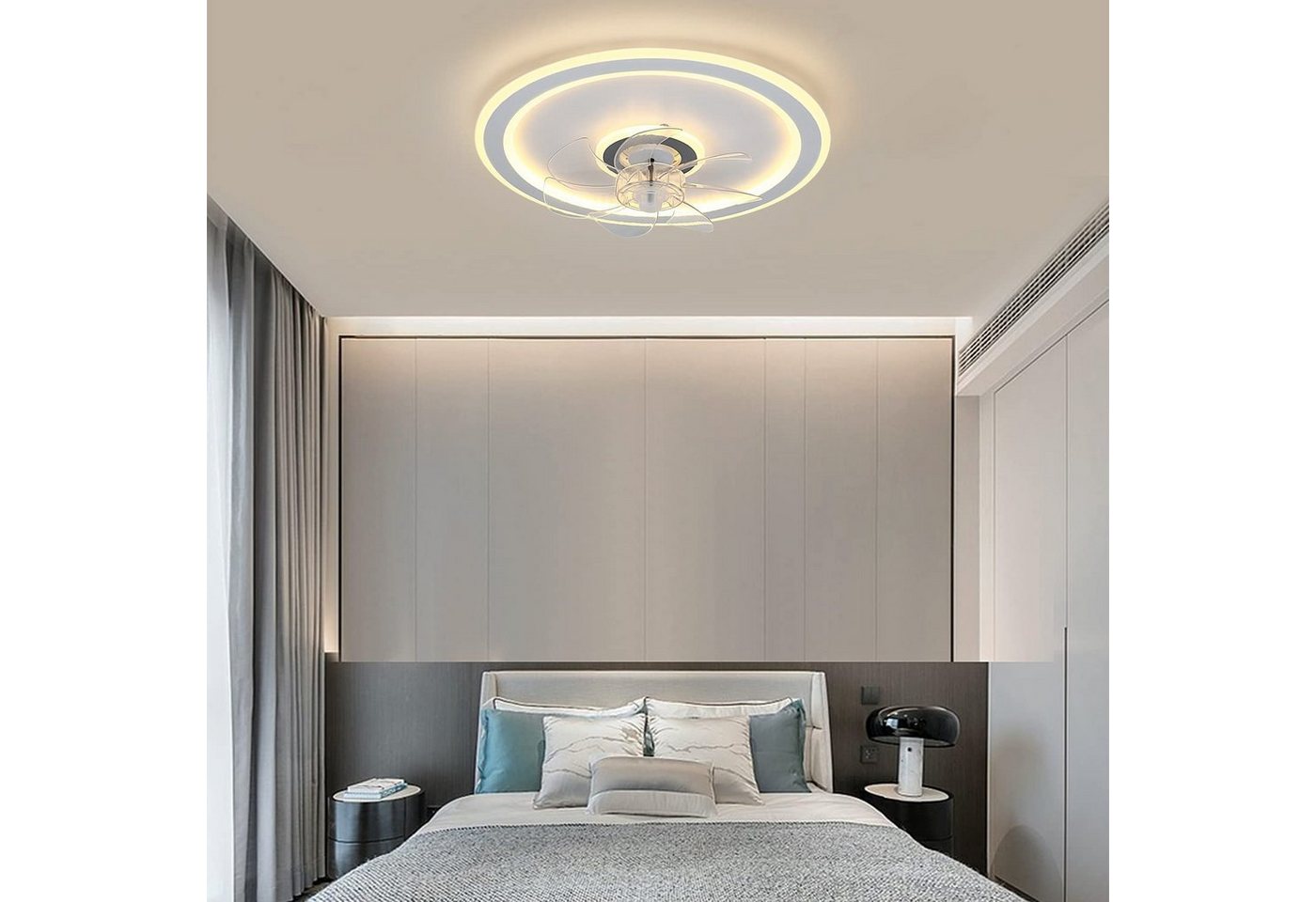 JDONG Deckenventilator mit Beleuchtung und Timer 54W Leise Deckenleuchte Ventilator Dimmbar, Einstellbare Windgeschwindigkeit für Wohnzimmer Esszimmer Schlafzim – Bild 5 von 5