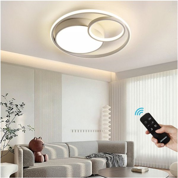 JDONG LED Deckenleuchte 50CM/52CM/60CM Deckenlampe Dimmbar Mit Fernbedienung, Einstellbar Farbtemperatur 3000-6500K, Tageslichtweiß, Kaltweiß, Warmweiß, Neutral