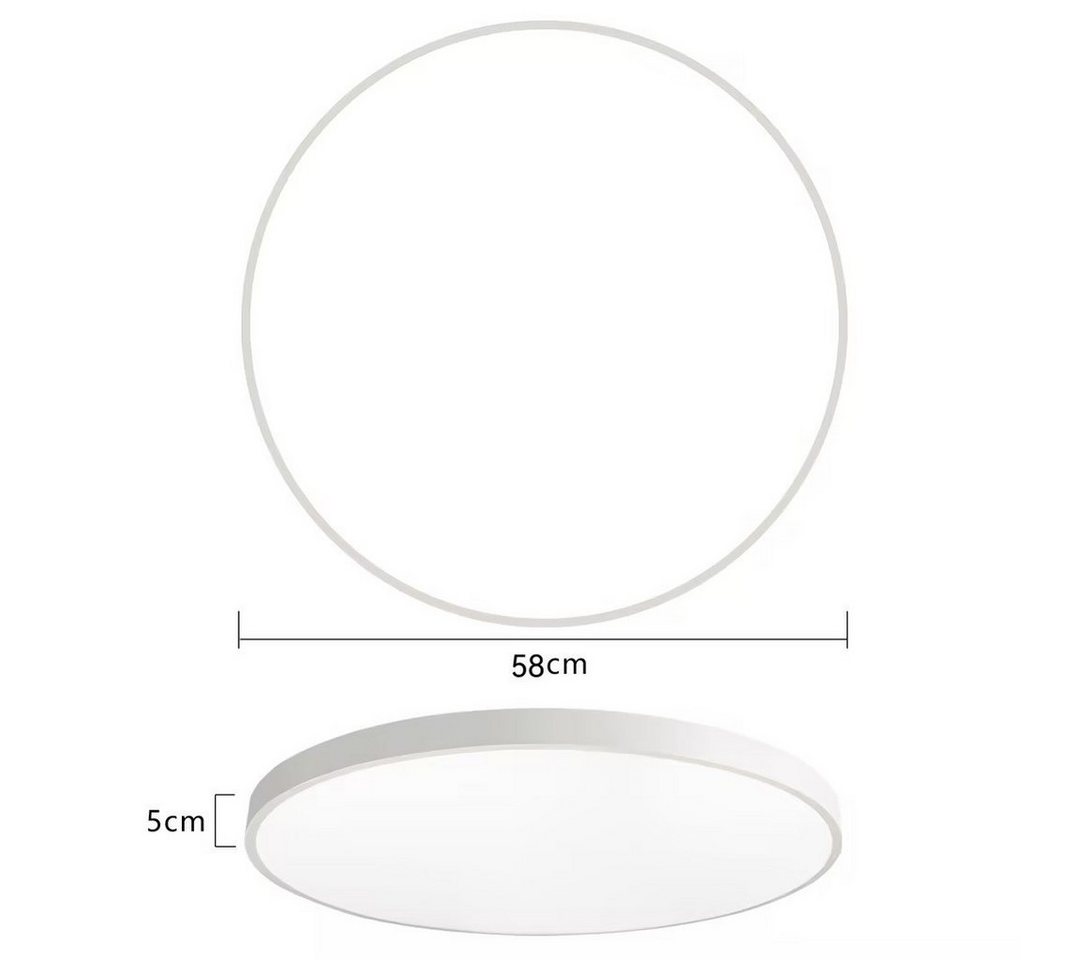 JDONG LED Deckenleuchte groß Deckenlampe Wohnzimmer 72W/80W/90W Dimmbar Durchmesser, LED fest integriert, 58CM/78CM Rund Deckenlampe, stufenlos dimmbar – Bild 4 von 5