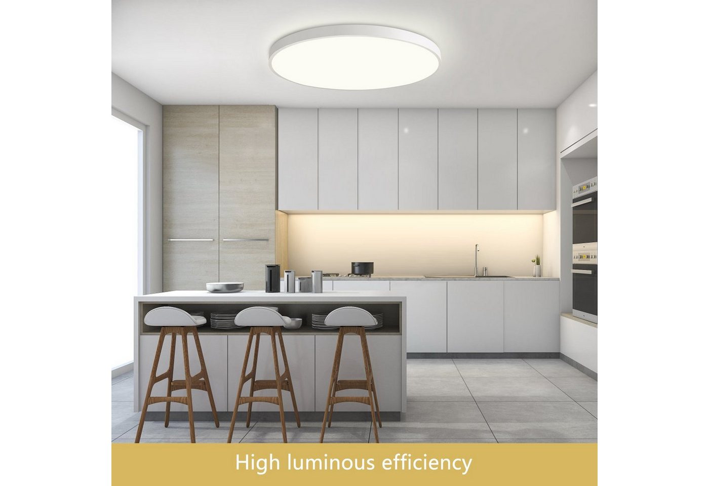 JDONG LED Deckenleuchte groß Deckenlampe Wohnzimmer 72W/80W/90W Dimmbar Durchmesser, LED fest integriert, 58CM/78CM Rund Deckenlampe, stufenlos dimmbar – Bild 5 von 5