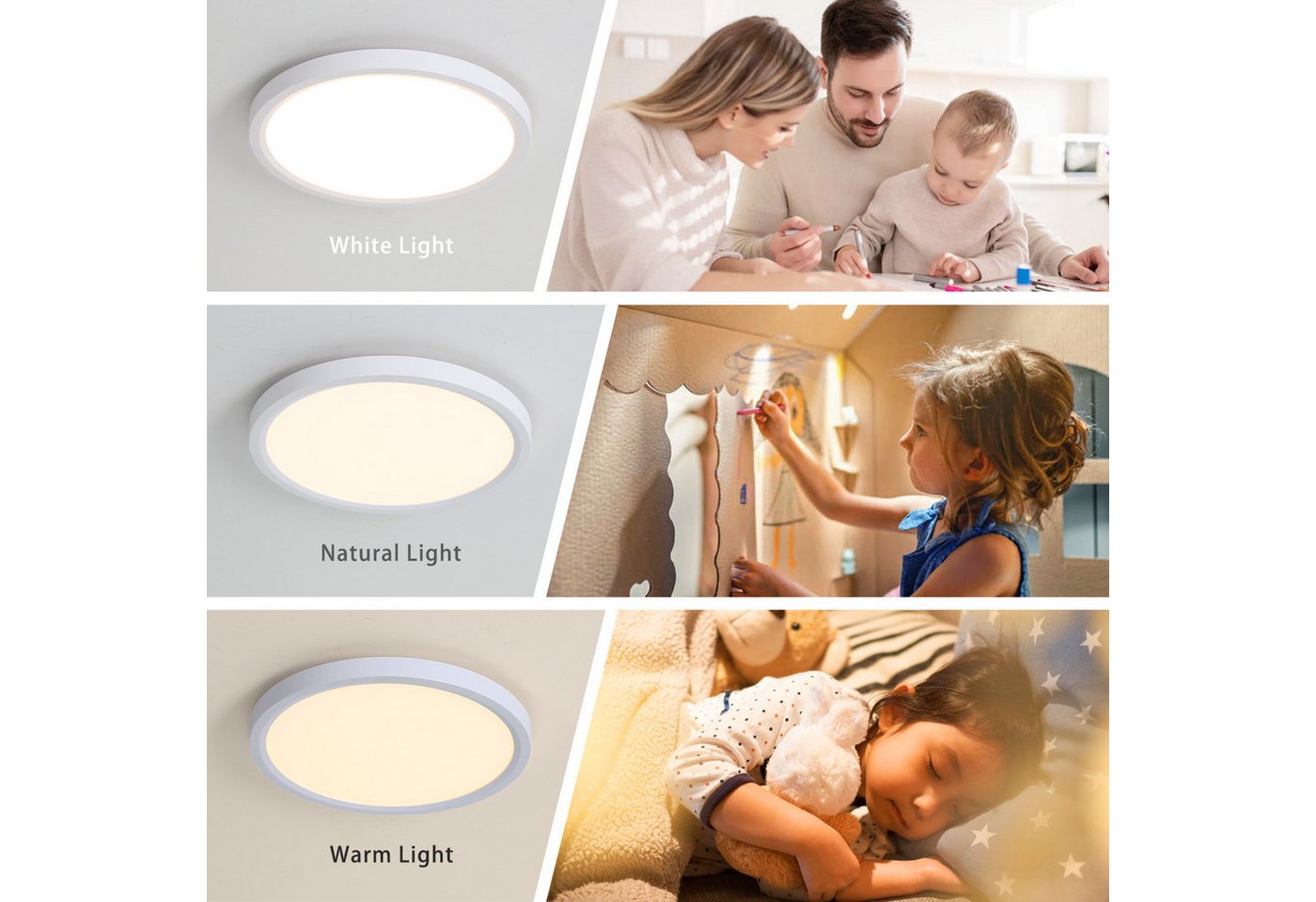 JDONG LED Deckenleuchte RGBIC 24W/36W, Led Deckenlampe dimmbar mit mit Fernbedienung, Deckenlampe Rund Flach Ø30cm/40cm, LED fest integriert, Deckenbeleuchtung  – Bild 3 von 5