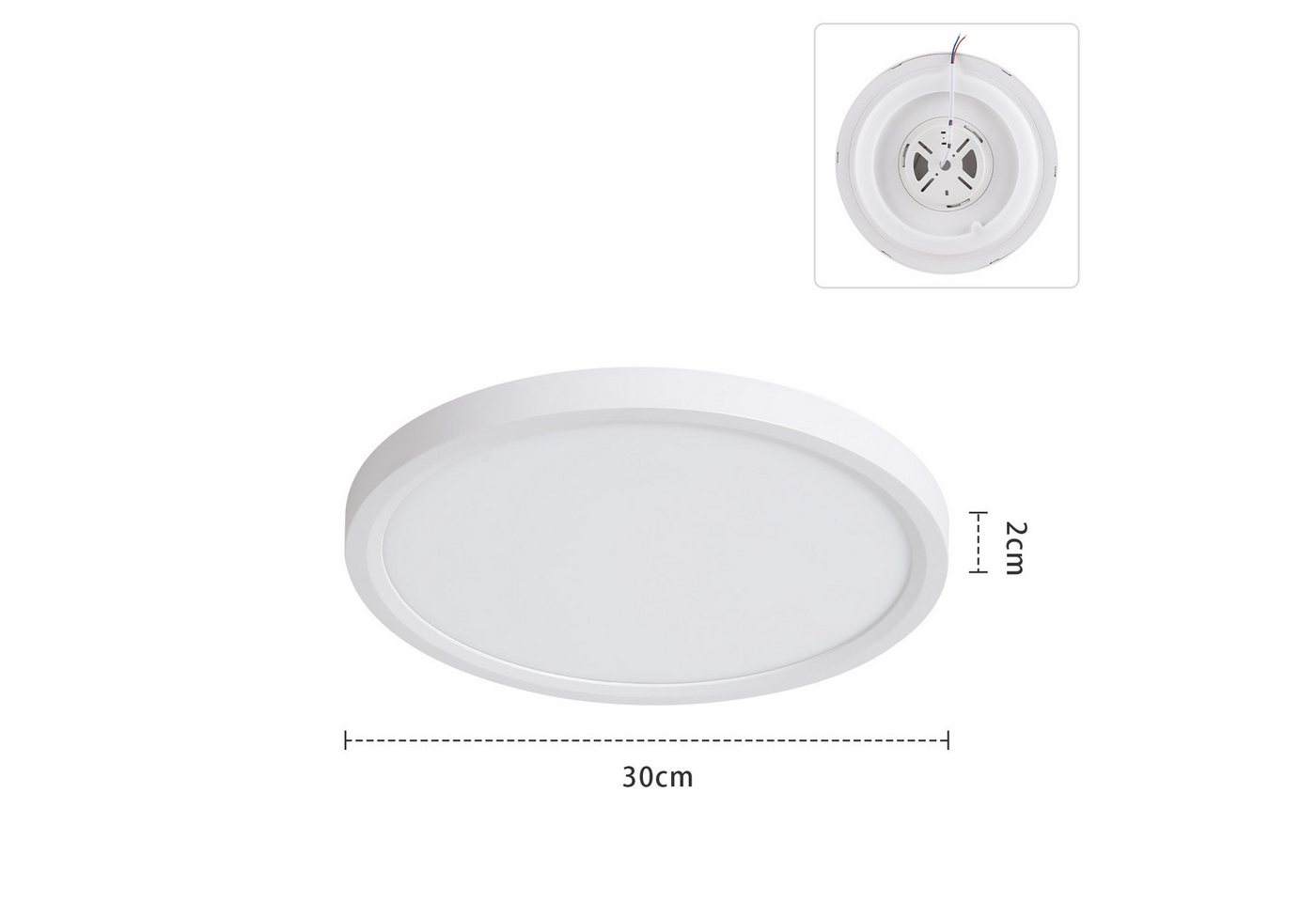 JDONG LED Deckenleuchte RGBIC 24W/36W, Led Deckenlampe dimmbar mit mit Fernbedienung, Deckenlampe Rund Flach Ø30cm/40cm, LED fest integriert, Deckenbeleuchtung  – Bild 5 von 5