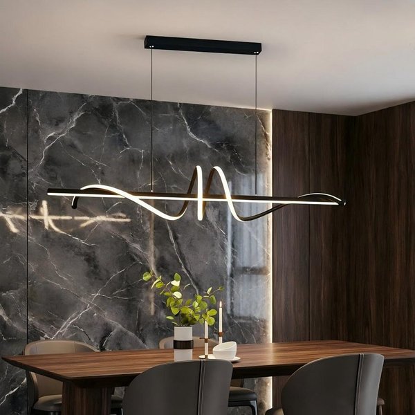JDONG LED Pendelleuchte Schwarz 90cm Moderne Spirale höhenverstellbare Hängeleuchte, Pendelleuchten dimmbar mit Fernbedienung, flimmerfrei augenschonend, Kronle