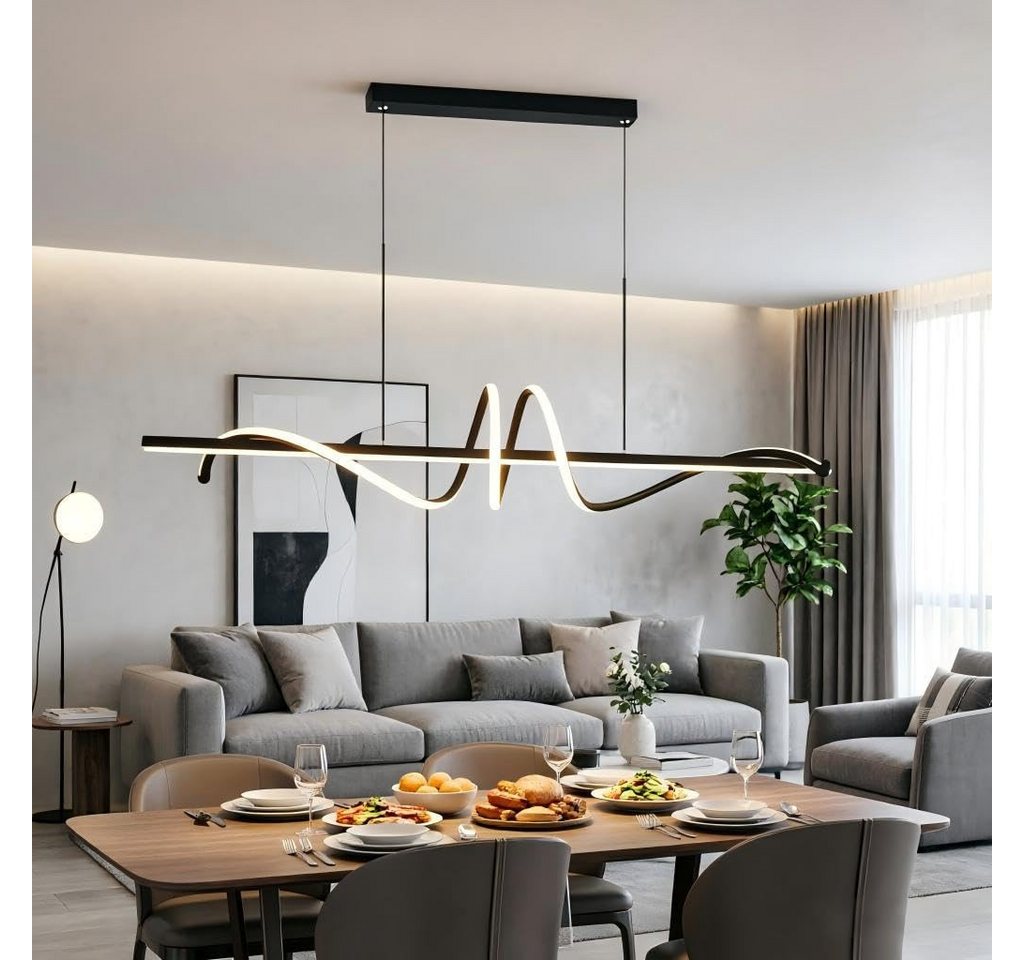 JDONG LED Pendelleuchte Schwarz 90cm Moderne Spirale höhenverstellbare Hängeleuchte, Pendelleuchten dimmbar mit Fernbedienung, flimmerfrei augenschonend, Kronle – Bild 3 von 5