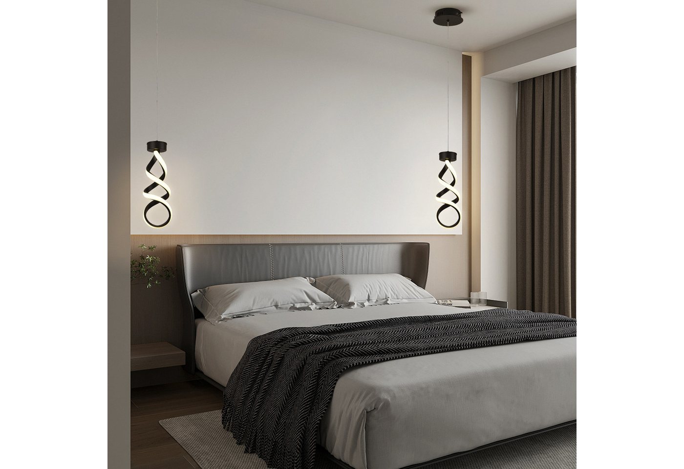 JDONG Pendelleuchte Moderne LED Hängeleuchte Spirale 150cm Höhenverstellbar, LED fest integriert, 3000K Warmweiß, Gold/Schwarz, 35H*15D Hängeleuchte für Esszimm – Bild 4 von 5