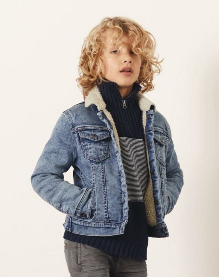 Name It Jeansjacke Name It Kinder Übergangsjacke Jeans Lammfellimitat 116 – Bild 2 von 5