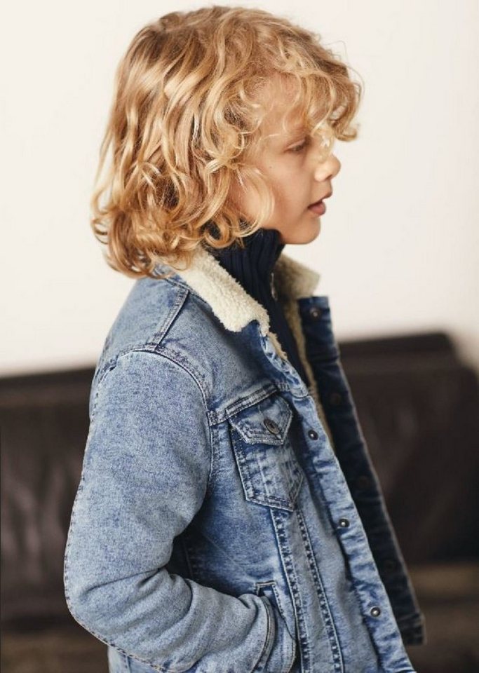 Name It Jeansjacke Name It Kinder Übergangsjacke Jeans Lammfellimitat 116 – Bild 3 von 5