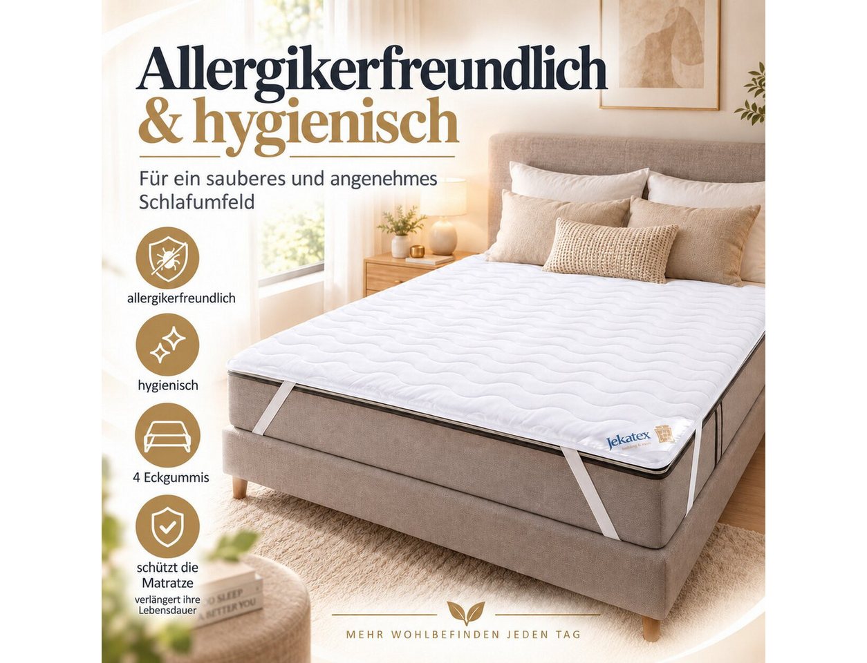 Matratzenauflage Denver, Matratzenauflage – supersoft, hygienisch bis 95 °C waschbar Jekatex, In vielen Größen erhältlich von 80 x 200 cm bis 200 x 200 cm – Bild 2 von 5