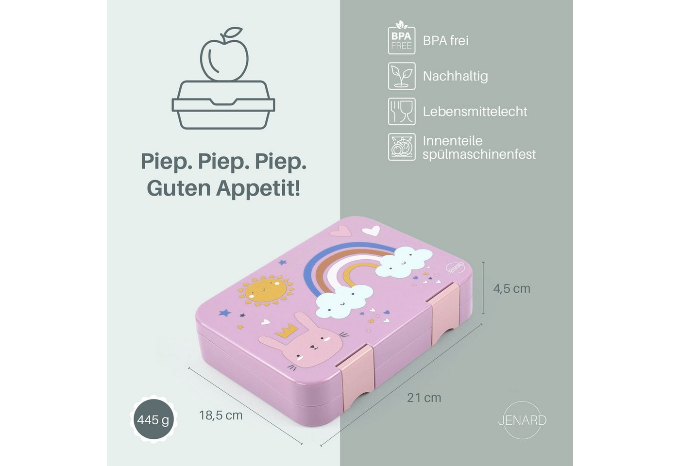 JENARD Lunchbox Brotdose Kinder mit 7 Fächern – Bento Box für Schule & Kindergarten, PP, Tritan, Auslaufsicher, BPA-frei, herausnehmbarer Einsatz, kindgerecht – Bild 2 von 5