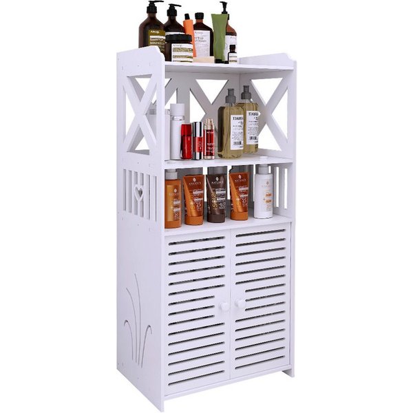JEOBEST Badkommode Badezimmerschrank, Badschrank, Küchenschrank mit offenem Fach, (1-St, Badregal mit 2 Türen) 40 x 25 x 90 cm