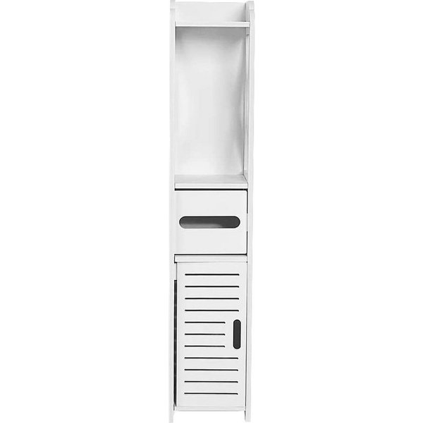 JEOBEST Badkommode Badezimmerschrank mit Toilettenpapierhalter, (1-St, Badregal), Schmal mit Tür, 20x15x80 cm
