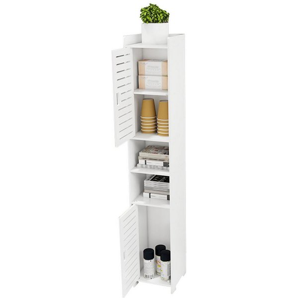JEOBEST Badkommode Badzimmerschrank Schmal, Badschrank hoch, Beistellschrank, Platzsparendes Badmöbel, Weiß 117x26x22cm