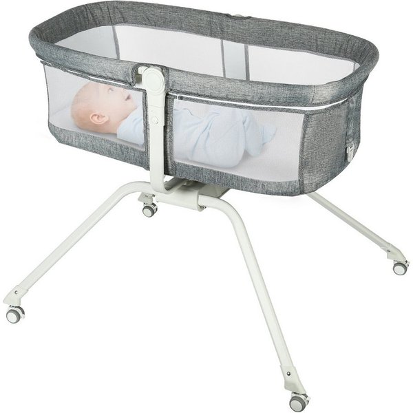 JEOBEST Beistellbett Babywiege, Beistellbett Baby, Baby Bett mit Rollen, Einfach Transport, mit Moskitonetz, Atmungsaktives Maschen-Design