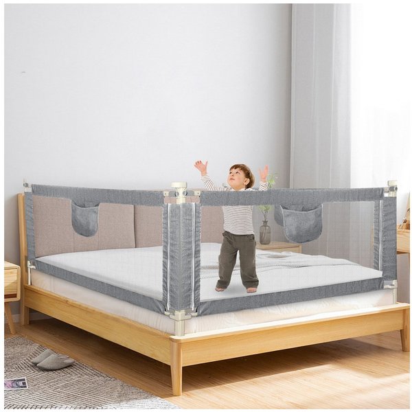 JEOBEST Bettschutzgitter Bettgitter, Kinderbettgitter Babybettgitter (3 St), 200cm Rausfallschutz Bett, Rausfallschutz Bettgitter, Höhenverstellbar