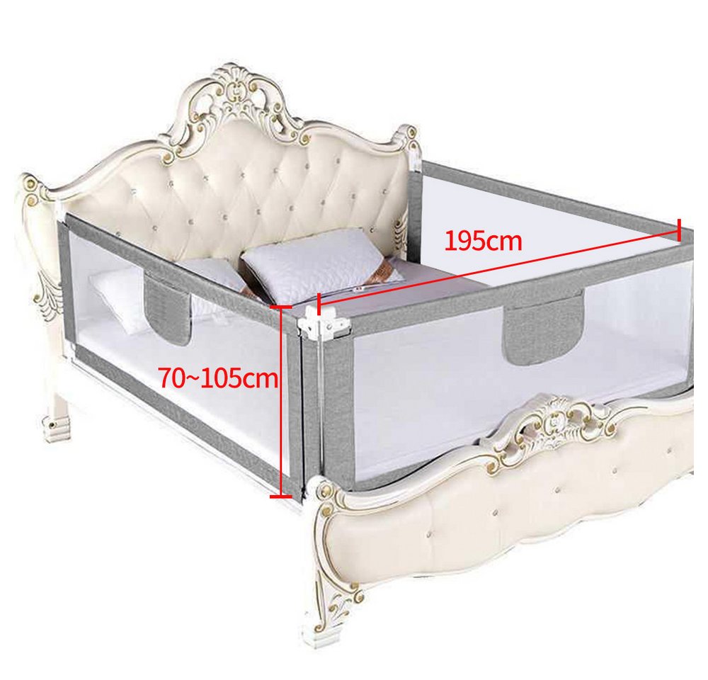JEOBEST Bettschutzgitter Bettgitter, Kinderbettgitter Babybettgitter (3 St), 200cm Rausfallschutz Bett, Rausfallschutz Bettgitter, Höhenverstellbar – Bild 5 von 5
