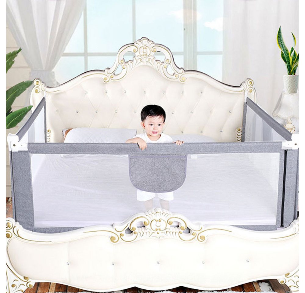 JEOBEST Bettschutzgitter Bettgitter, Kinderbettgitter Babybettgitter (2 St), 200cm Rausfallschutz Bett, Rausfallschutz Bettgitter, Höhenverstellbar – Bild 2 von 5