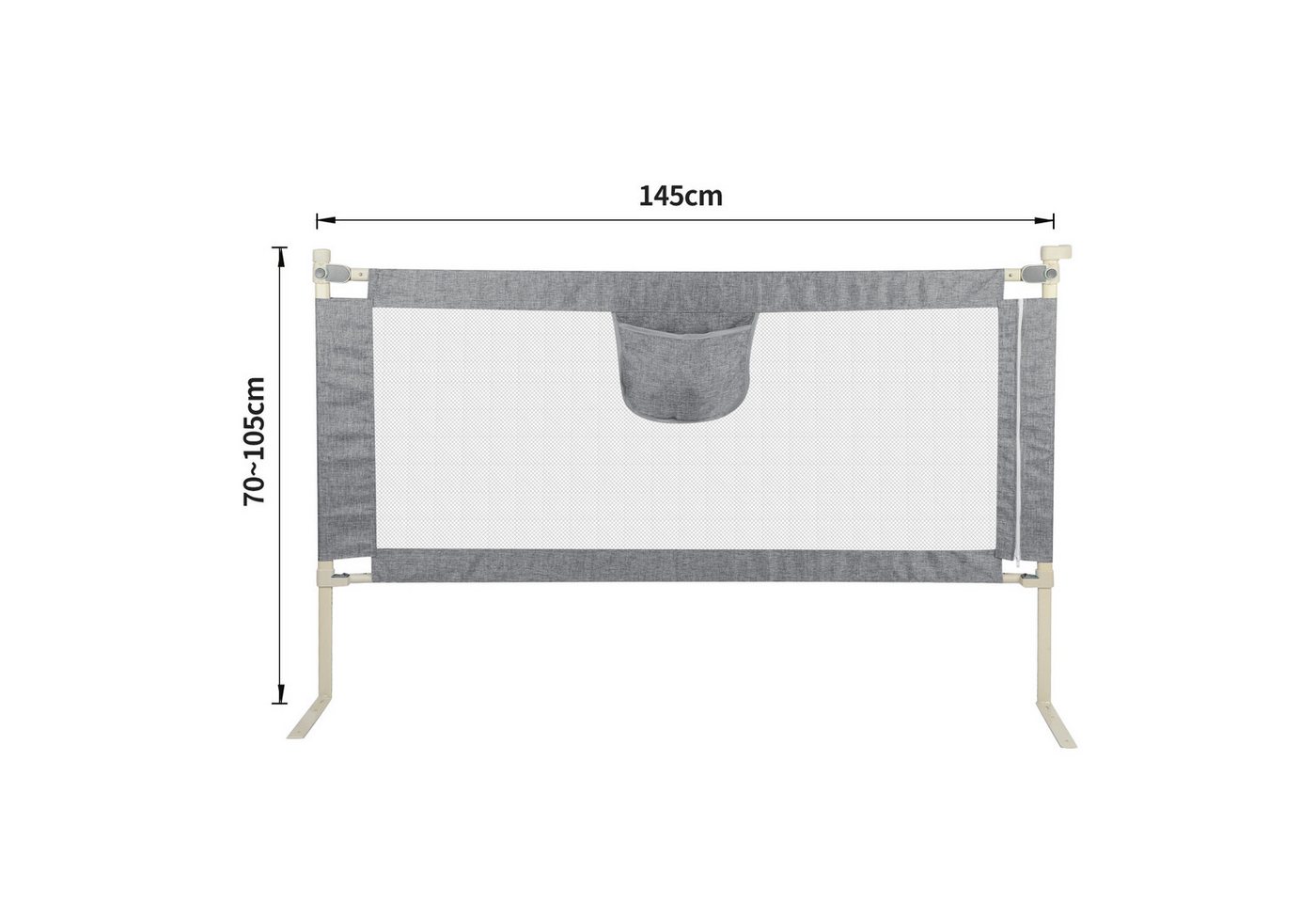 JEOBEST Bettschutzgitter Bettgitter, Kinderbettgitter Babybettgitter, Sicherheitsschutz, Rausfallschutz Bett [Eine Seite] 150 cm/180 cm, aus Metall – Bild 3 von 5
