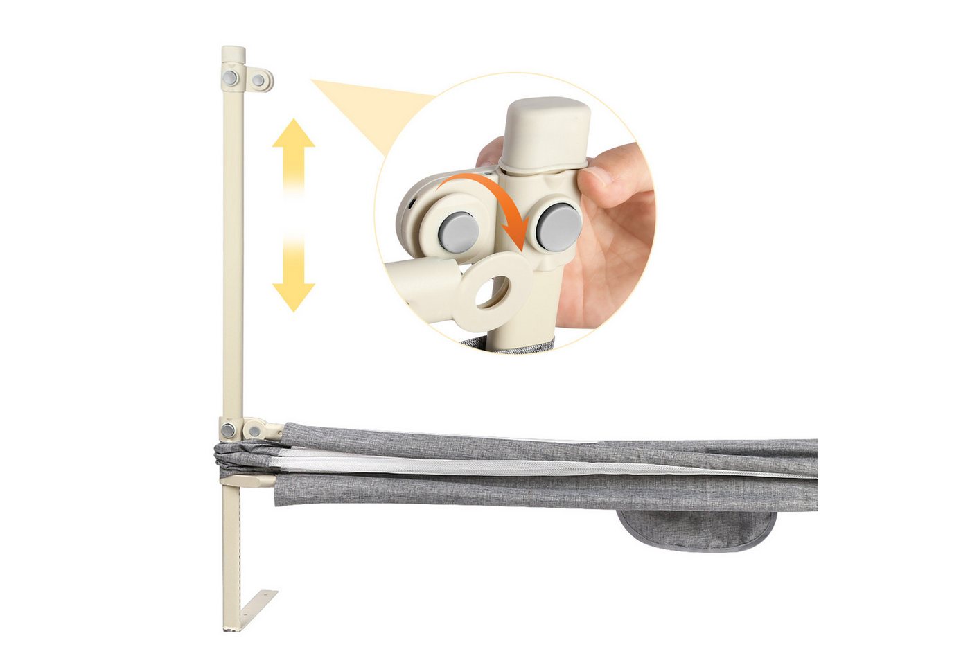 JEOBEST Bettschutzgitter Bettgitter, Kinderbettgitter Babybettgitter, Sicherheitsschutz, Rausfallschutz Bett [Eine Seite] 150 cm/180 cm, aus Metall – Bild 5 von 5