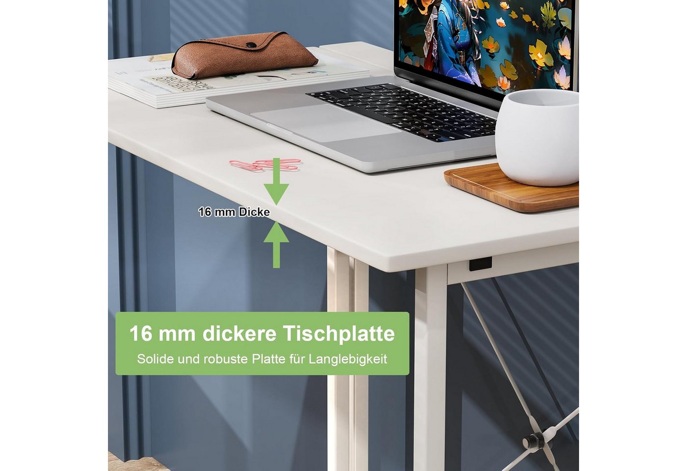 JEOBEST Computertisch Faltbar Tisch, Faltbarer Kleiner Schreibtisch Platzsparend, Klappbar PC Tisch 80 x 45 x 75cm – Bild 5 von 5