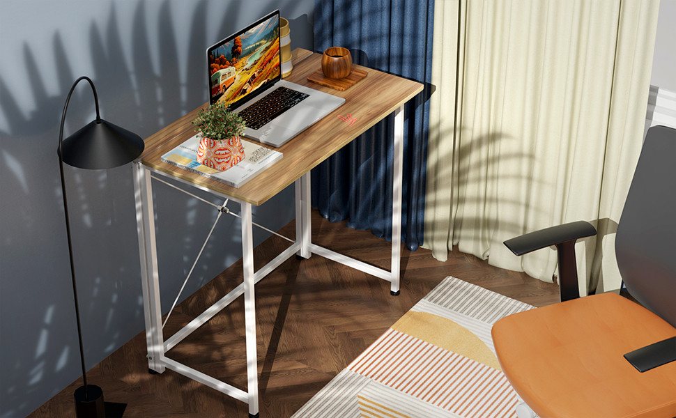 JEOBEST Computertisch Faltbar Tisch, Faltbarer Kleiner Schreibtisch Platzsparend, Klappbar PC Tisch 80 x 45 x 75cm – Bild 2 von 3