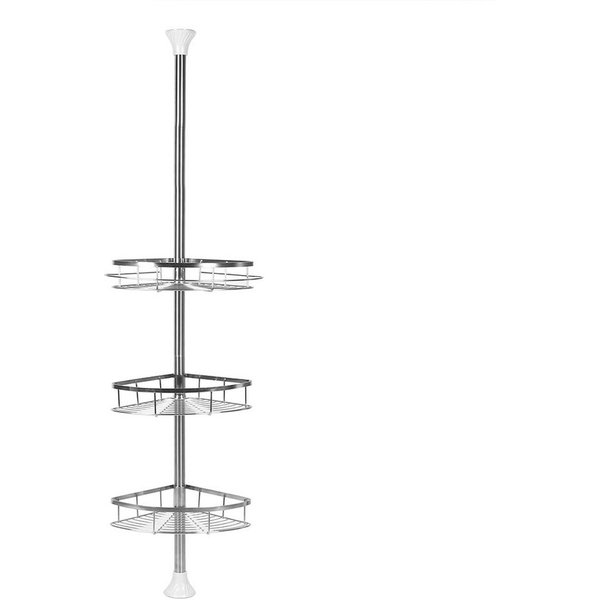 JEOBEST Duschablage Duschregal Edelstahl, Duschregal Teleskop Duschregal, Eckregal Bad, Höhenverstellbar 110-280cm