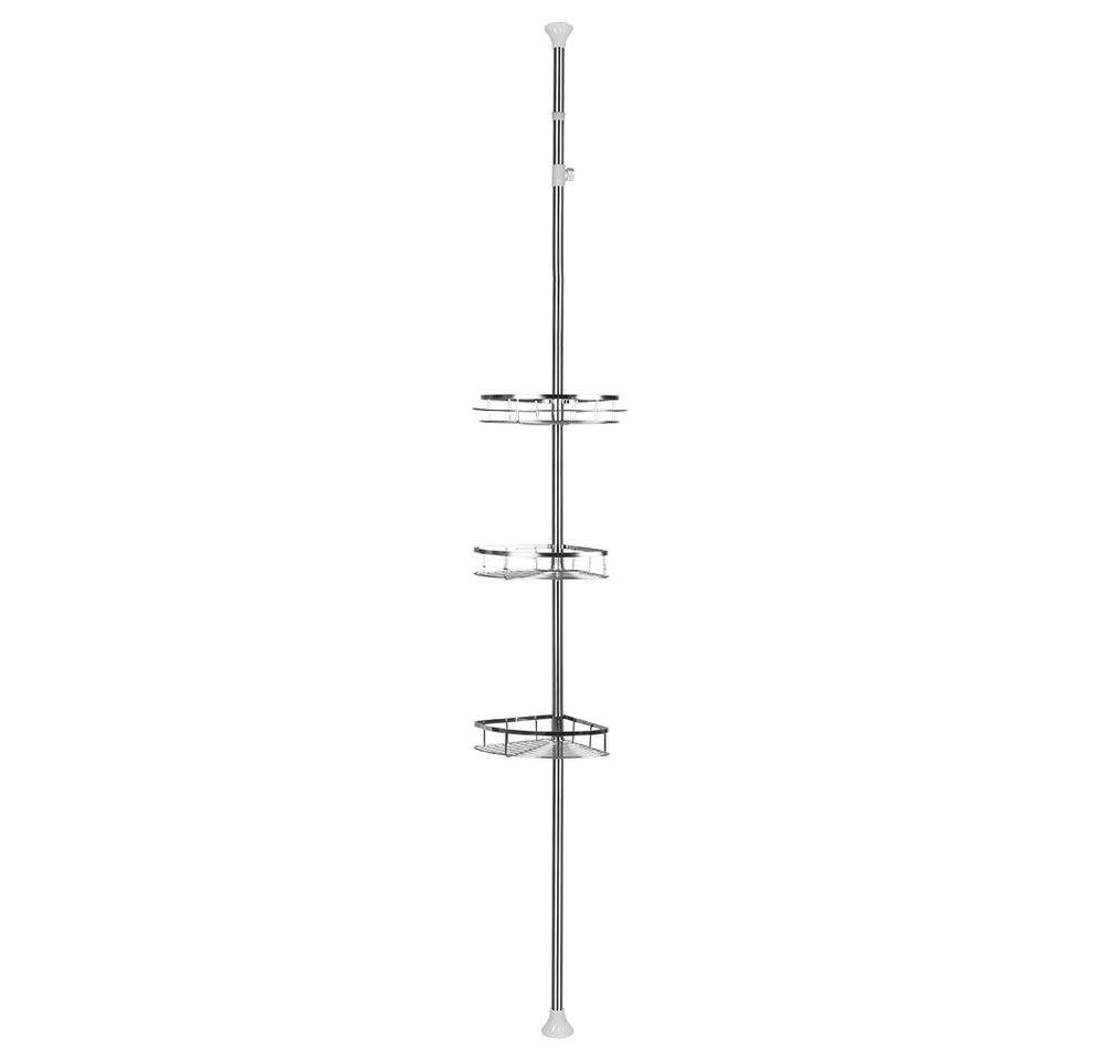 JEOBEST Duschablage Duschregal Edelstahl, Duschregal Teleskop Duschregal, Eckregal Bad, Höhenverstellbar 110-280cm – Bild 2 von 5