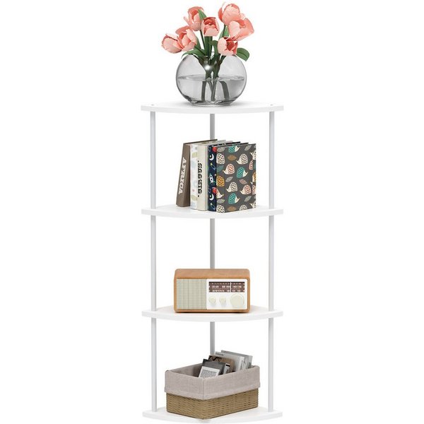 JEOBEST Eckregal Bücherregal mit 4 Ebenen, Aufbewahrungsregal, Pflanzenregal, H: 93cm, Industrial-Design, mit Stahlrahmen