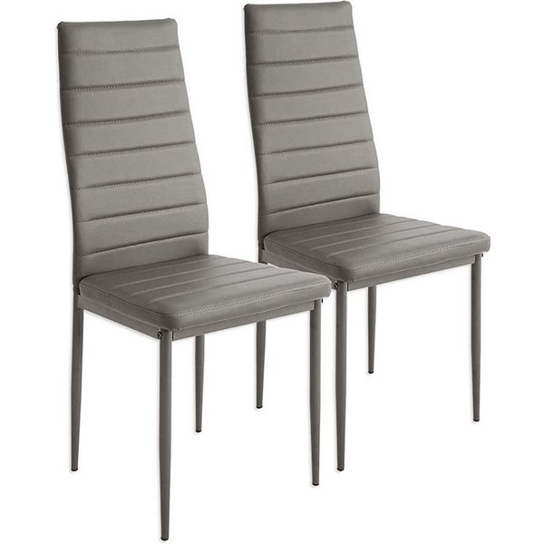 JEOBEST Esszimmerstuhl (2er-Set), Eleganter Stuhl mit hoher Rückenlehne, Kunstleder-Bezug, Polsterstuhl mit Metallbeinen