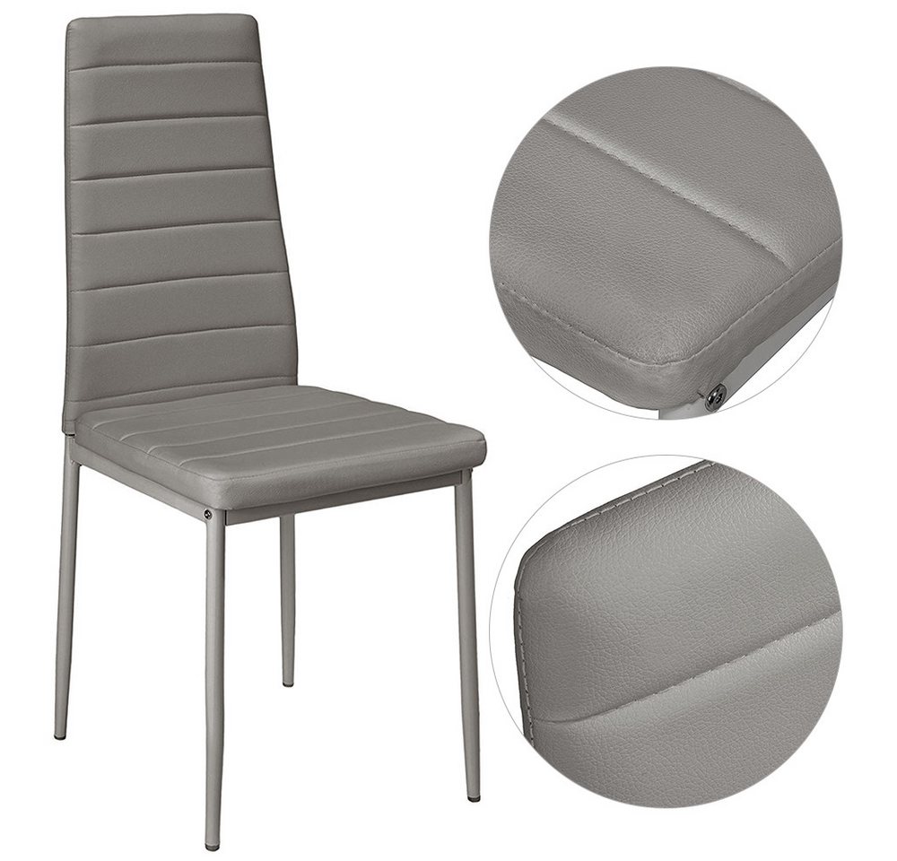 JEOBEST Esszimmerstuhl (2er-Set), Eleganter Stuhl mit hoher Rückenlehne, Kunstleder-Bezug, Polsterstuhl mit Metallbeinen – Bild 4 von 5