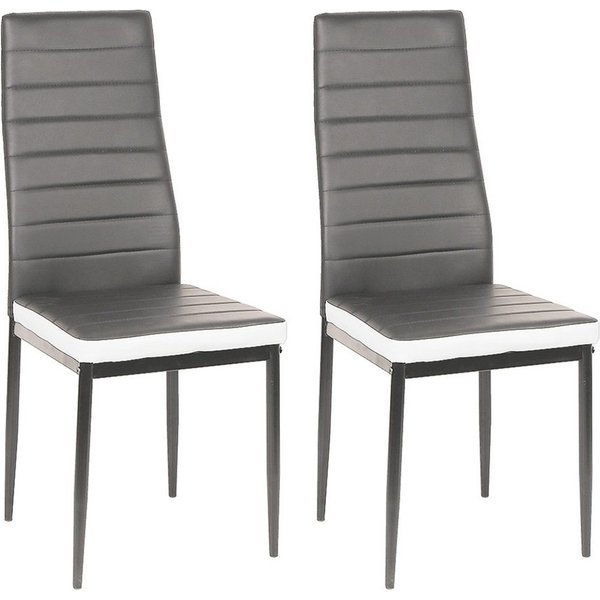 JEOBEST Esszimmerstuhl (2er-Set), Eleganter Stuhl mit hoher Rückenlehne, Kunstleder-Bezug, Polsterstuhl mit Metallbeinen