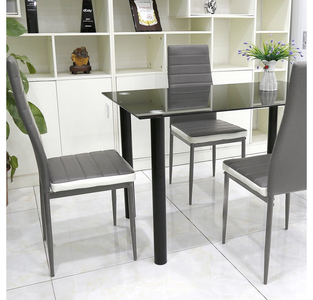 JEOBEST Esszimmerstuhl (2er-Set), Eleganter Stuhl mit hoher Rückenlehne, Kunstleder-Bezug, Polsterstuhl mit Metallbeinen – Bild 2 von 5