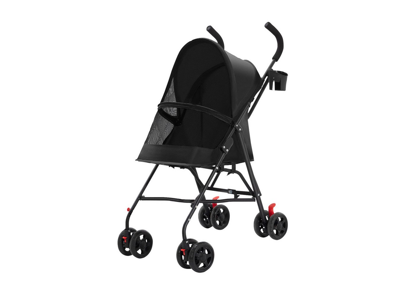 JEOBEST Hundebuggy Pets, Faltbarer Hundewagen, Katzenbuggy für kleine Hunde Katzen, Moskitonetz, Becherhalter – Bild 3 von 4
