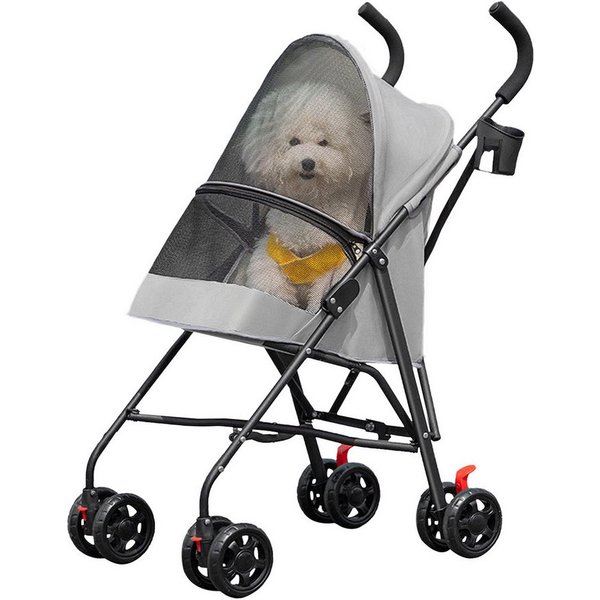 JEOBEST Hundebuggy Pets, Faltbarer Hundewagen, Katzenbuggy für kleine Hunde Katzen, Moskitonetz, Becherhalter