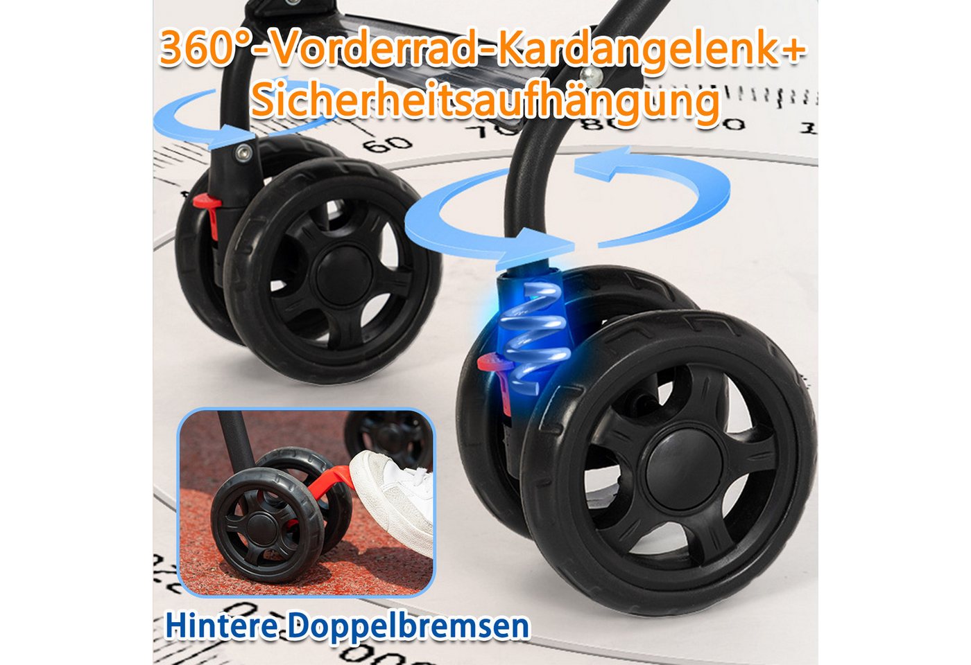 JEOBEST Hundebuggy Pets, Faltbarer Hundewagen, Katzenbuggy für kleine Hunde Katzen, Moskitonetz, Becherhalter – Bild 5 von 5