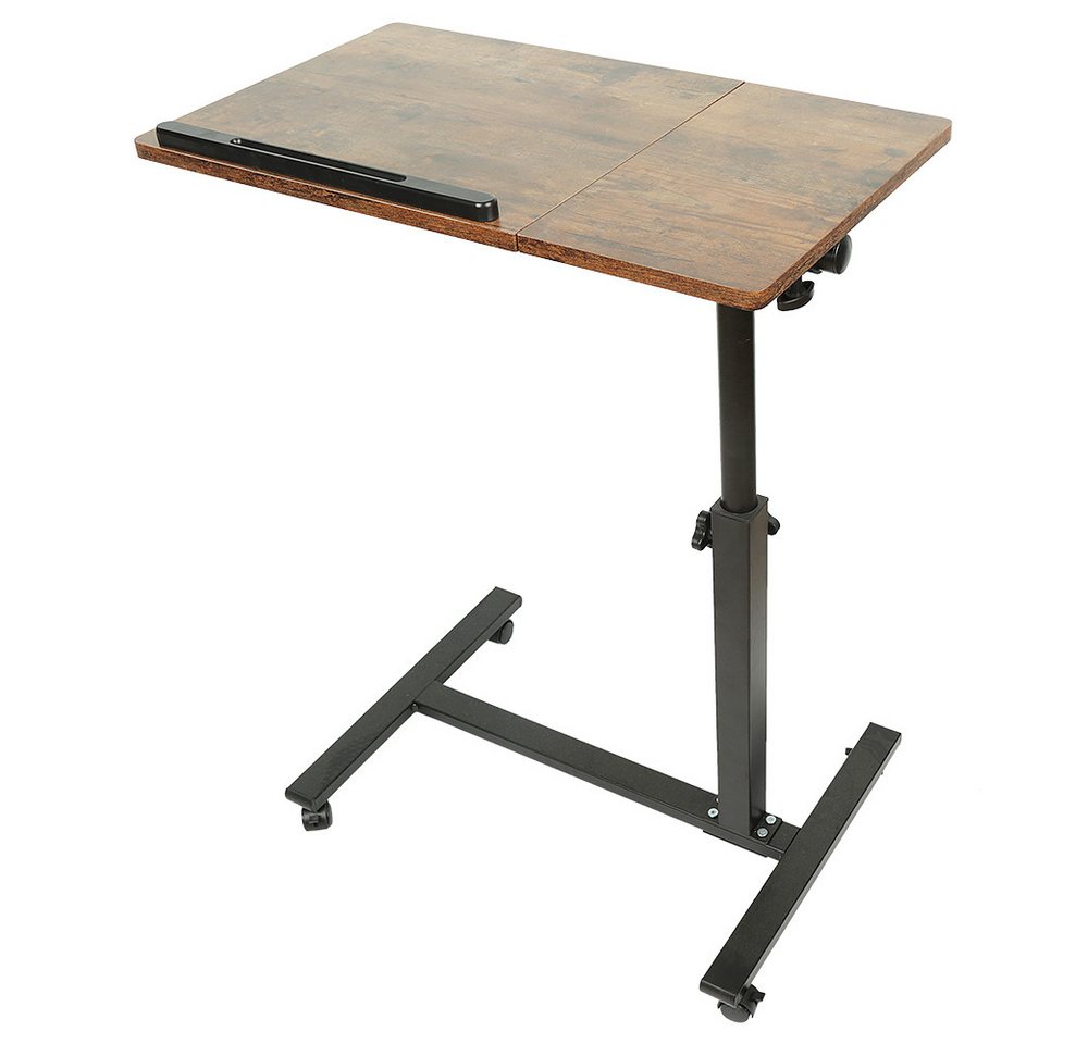 JEOBEST Laptoptisch Beistelltisch Mit Rollen, C-förmiger Couchtisch mit Holzplatte, (1-St) Höhenverstellbar 58 - 90 cm, 0-360° Neigbar – Bild 2 von 5