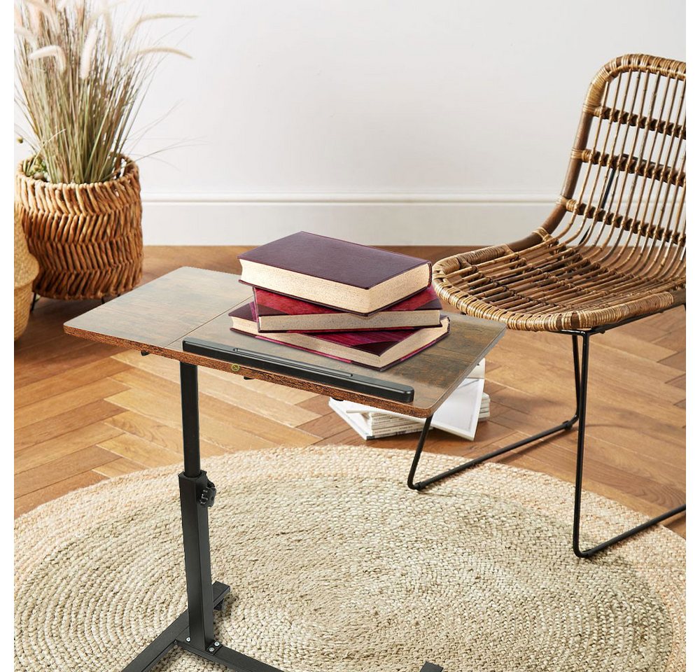 JEOBEST Laptoptisch Beistelltisch Mit Rollen, C-förmiger Couchtisch mit Holzplatte, (1-St) Höhenverstellbar 58 - 90 cm, 0-360° Neigbar – Bild 5 von 5
