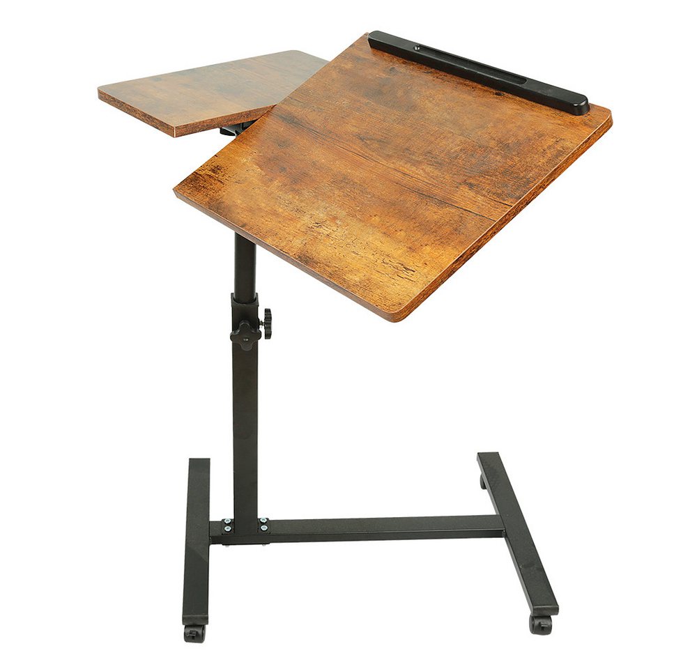JEOBEST Laptoptisch Beistelltisch Mit Rollen, C-förmiger Couchtisch mit Holzplatte, (1-St) Höhenverstellbar 58 - 90 cm, 0-360° Neigbar – Bild 5 von 5