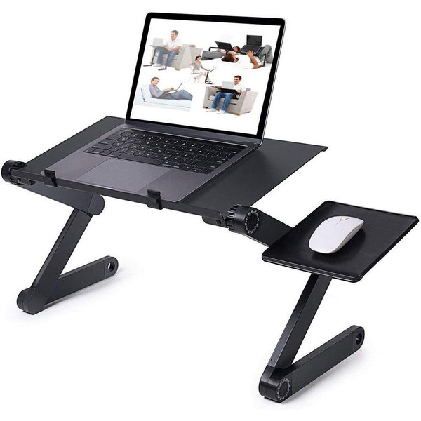 JEOBEST Laptoptisch Laptop-Ständer, Aluminiumlegierung Platte 42x26cm, Klappbarer, Verstellbar, Tragbares Bett Frühstück Tablett Buch Ständer