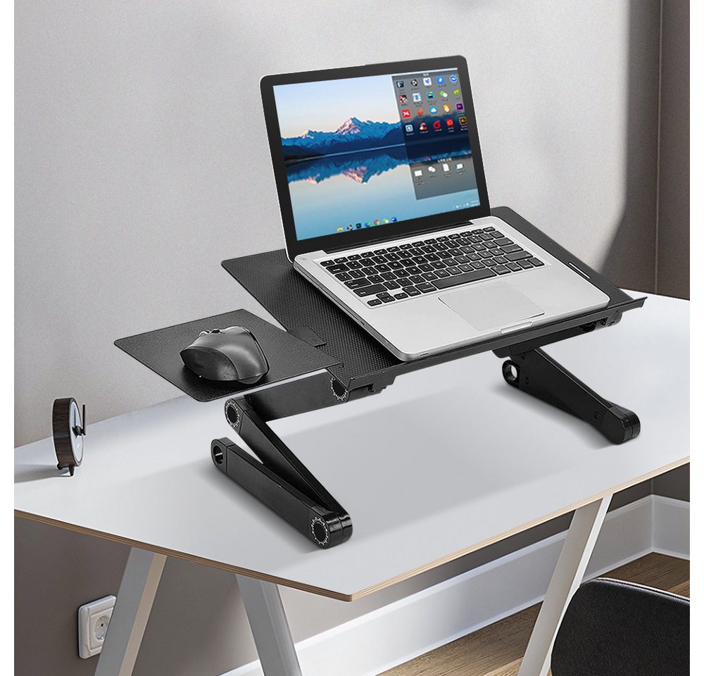 JEOBEST Laptoptisch Laptop-Ständer, Aluminiumlegierung Platte 42x26cm, Klappbarer, Verstellbar, Tragbares Bett Frühstück Tablett Buch Ständer – Bild 4 von 5
