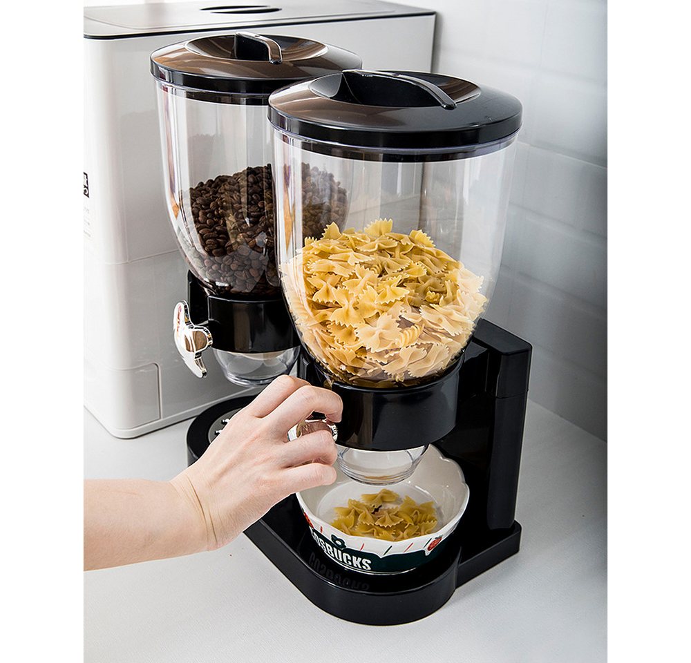 JEOBEST Müslispender Müslispender Doppelt, Cerealienspender, 3.5 Liter-Behälter, Drehsystem, Kunststoff, Luftdichter – Bild 2 von 5